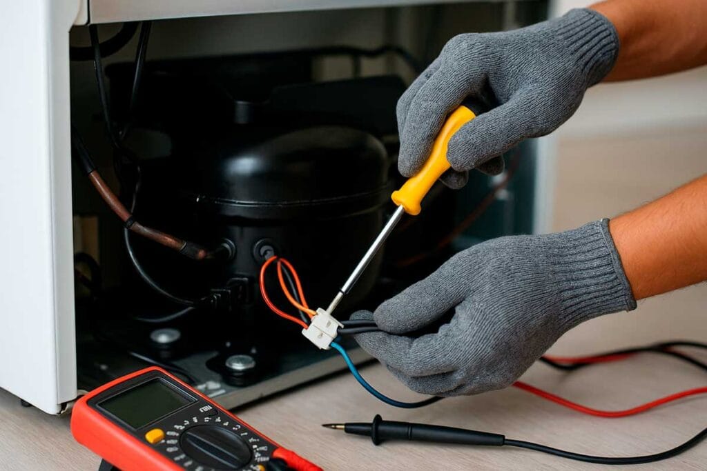 técnico reparando refrigeradora a domicilio