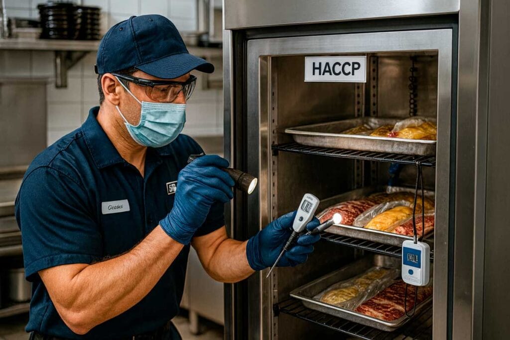 técnico-revisando-congeladora-comercial-en-restaurante